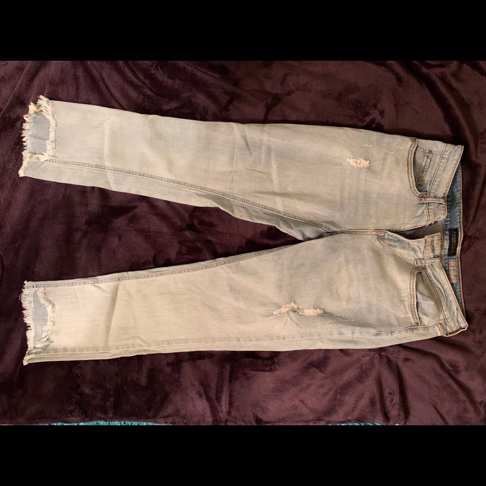 Ankle straight distressed denim jeans